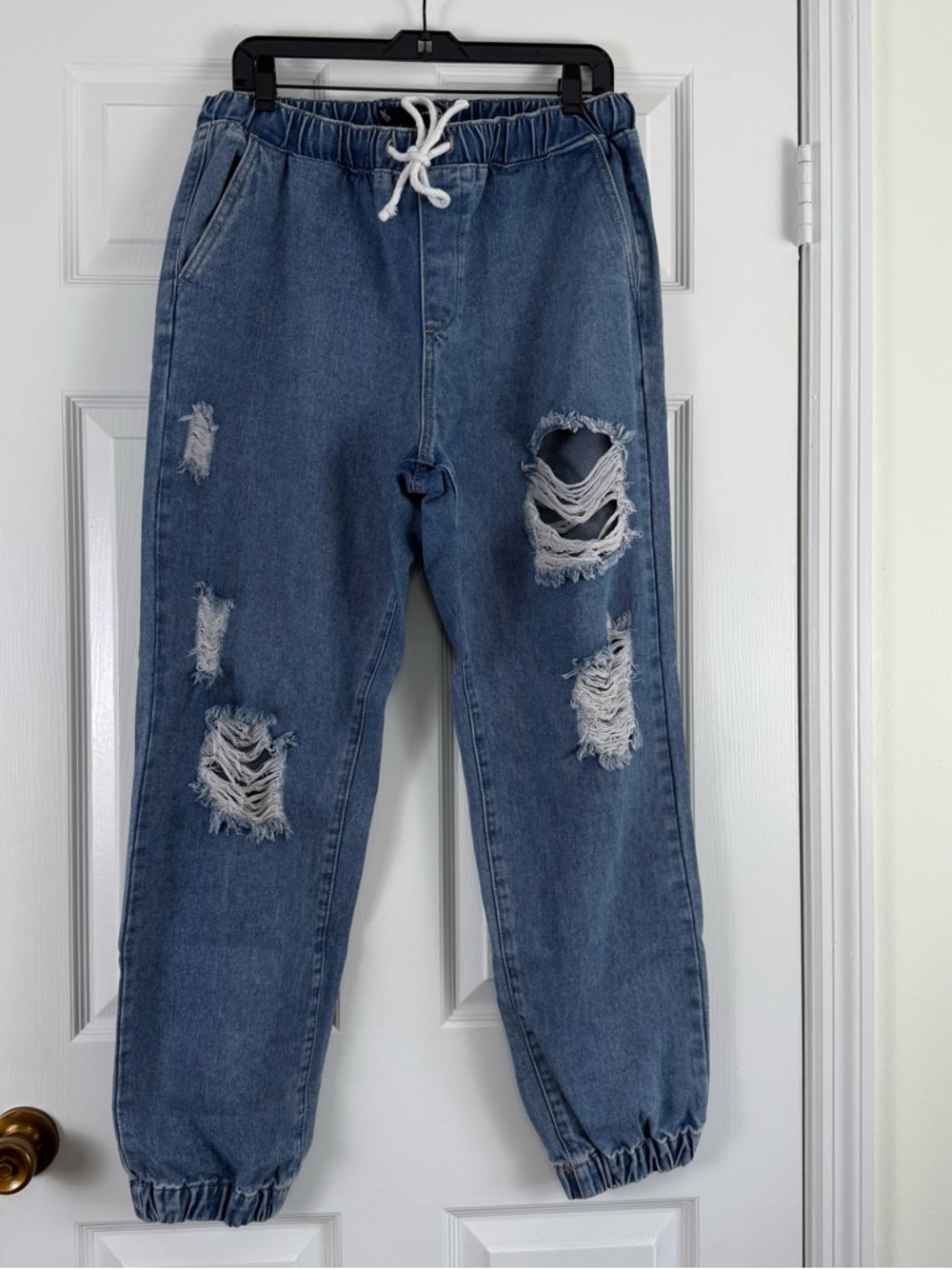 BBJ Los Angeles Distressed Denim Joggers Large